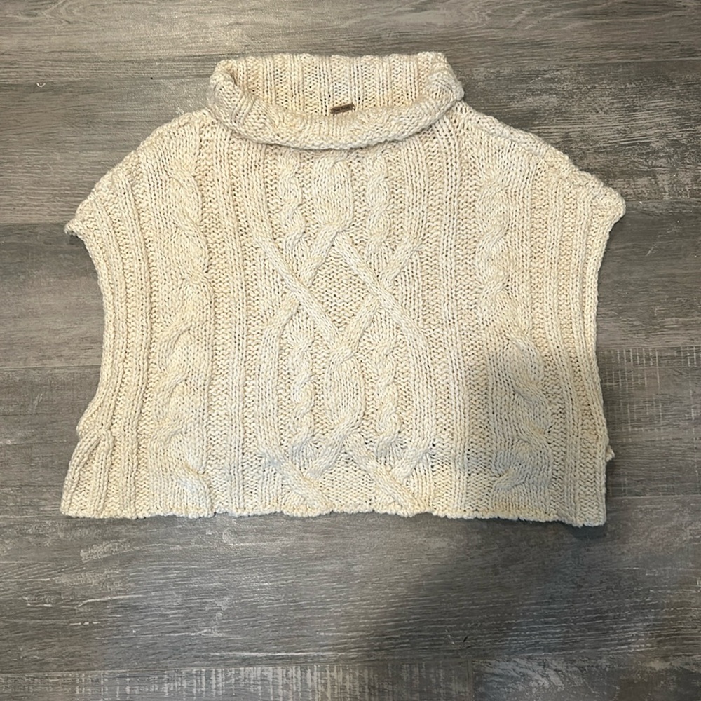 Free People Cream Cowl-neck Sweater Vest Size M